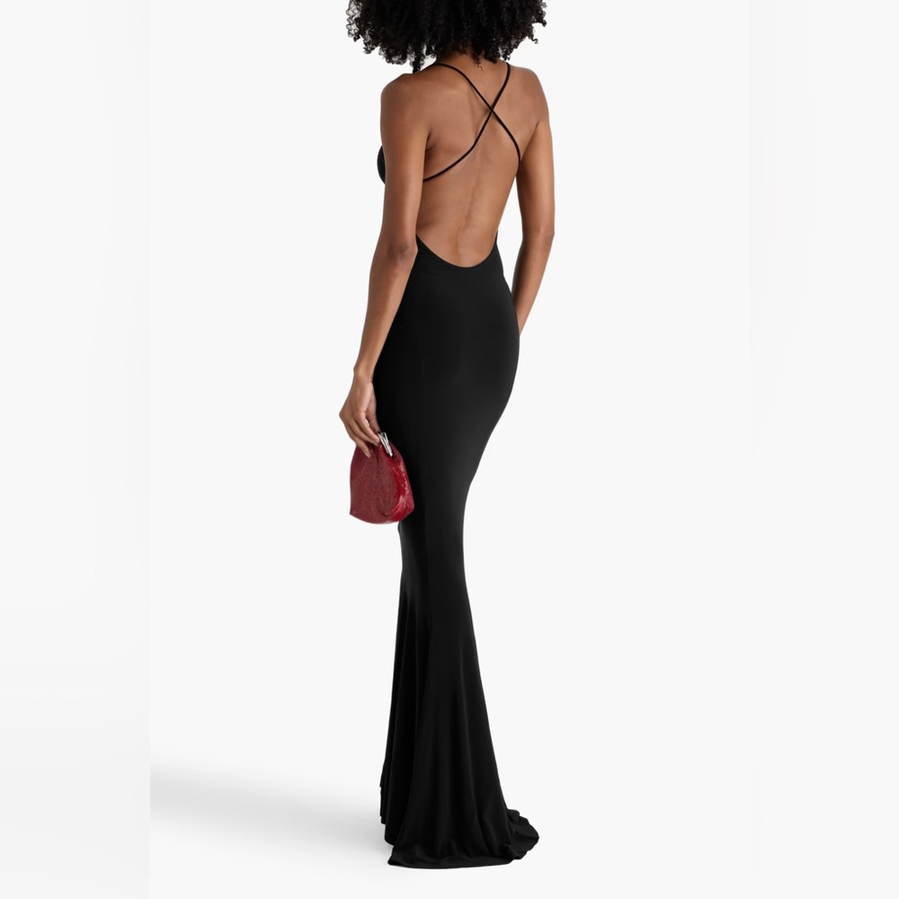 Norma Kamali Black Mermaid Fishtail Slip Gown - Picture 10 of 10